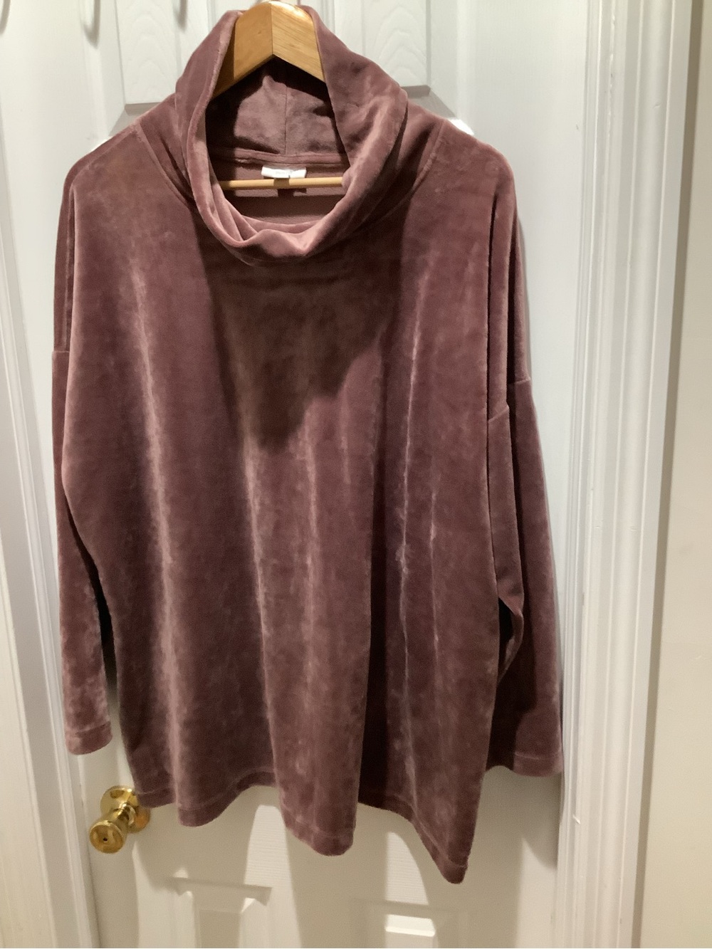 Pure Jill Mauve 2X Cowl Neck Velvet Long Sleeve Pullover Tunic Top Shirt